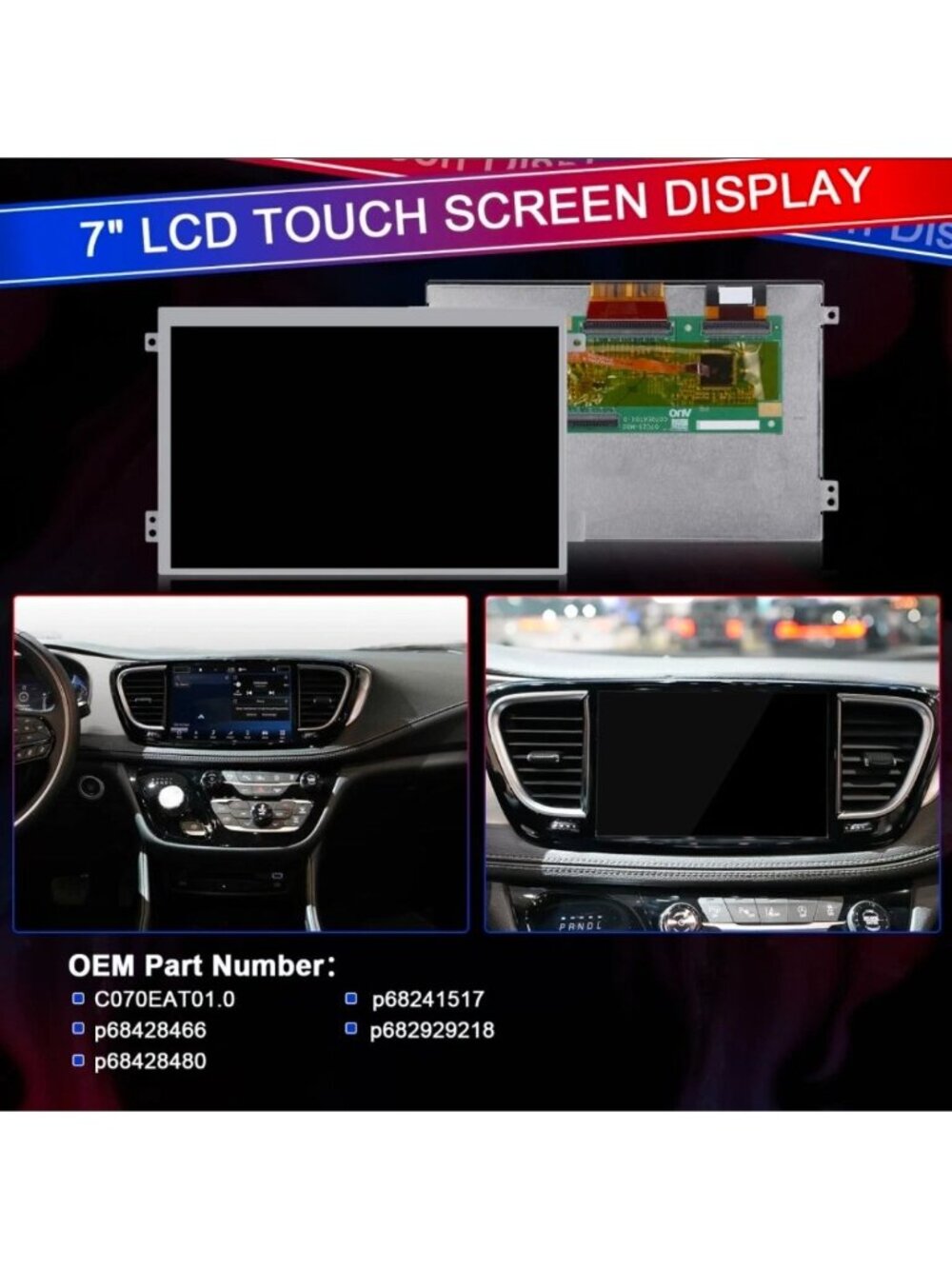 7" LCD Digitizer Touch-Screen C070EAT01.0 For Uconnect Radios VP2 2018-2022